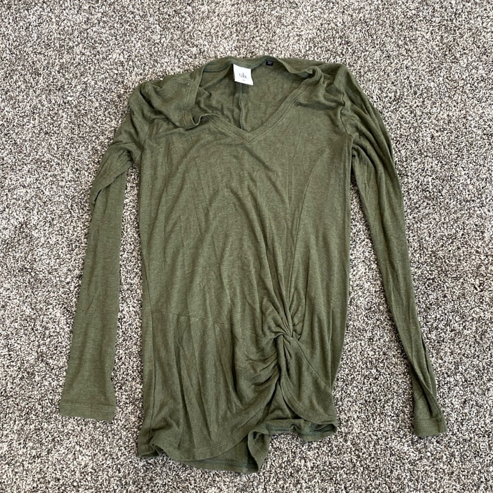 Cabi green shirt with knot in front